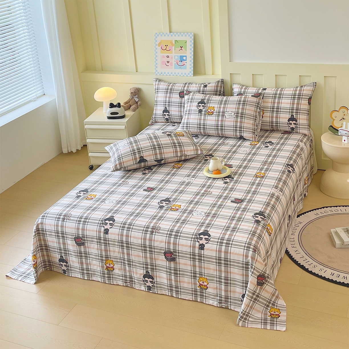 91家纺网 家纺一手货源 找家纺 金鑫汇家纺 2026新款13070全棉单品套件系列-成人床A版单床单 无畏申公豹-咖