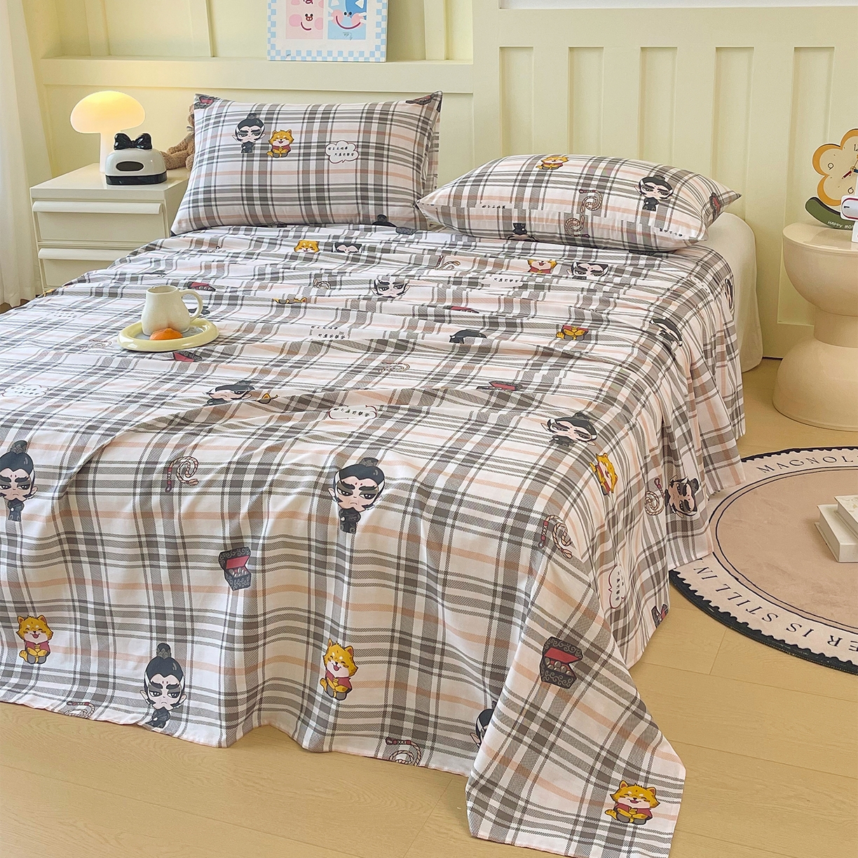 91家纺网 家纺一手货源 找家纺 金鑫汇家纺 2026新款13070全棉单品套件系列-成人床A版单床单 无畏申公豹-咖