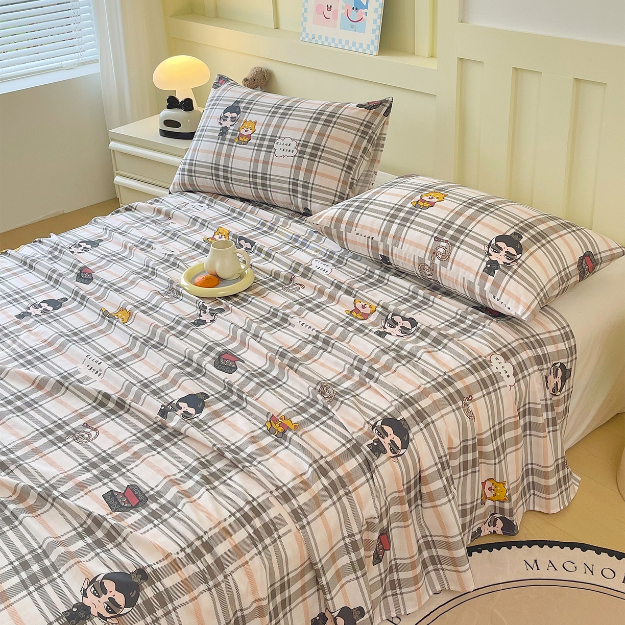 91家纺网 家纺一手货源 找家纺 金鑫汇家纺 2026新款13070全棉单品套件系列-成人床A版单床单 无畏申公豹-咖