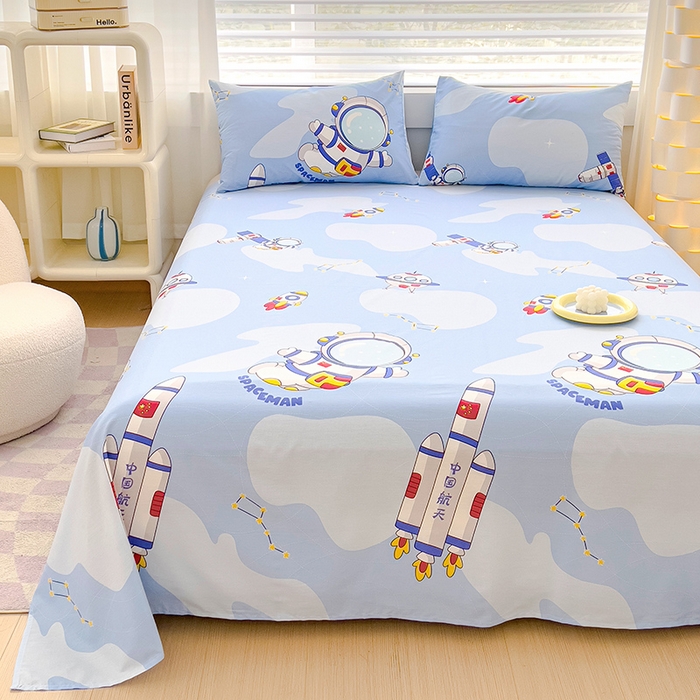 91家纺网 家纺一手货源 找家纺 金鑫汇家纺 2026新款13070全棉单品套件系列-成人床A版单床单 星际穿越