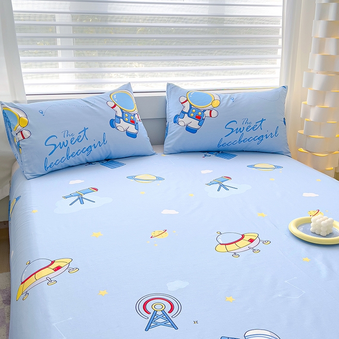 91家纺网 家纺一手货源 找家纺 金鑫汇家纺 2026新款13070全棉单品套件系列-成人床A版单床单 宇宙奥秘