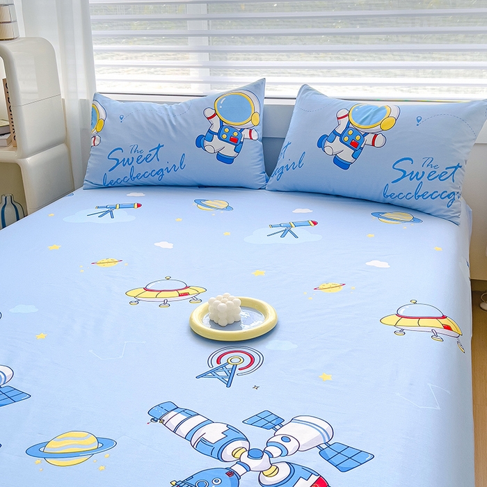 91家纺网 家纺一手货源 找家纺 金鑫汇家纺 2026新款13070全棉单品套件系列-成人床A版单床单 宇宙奥秘