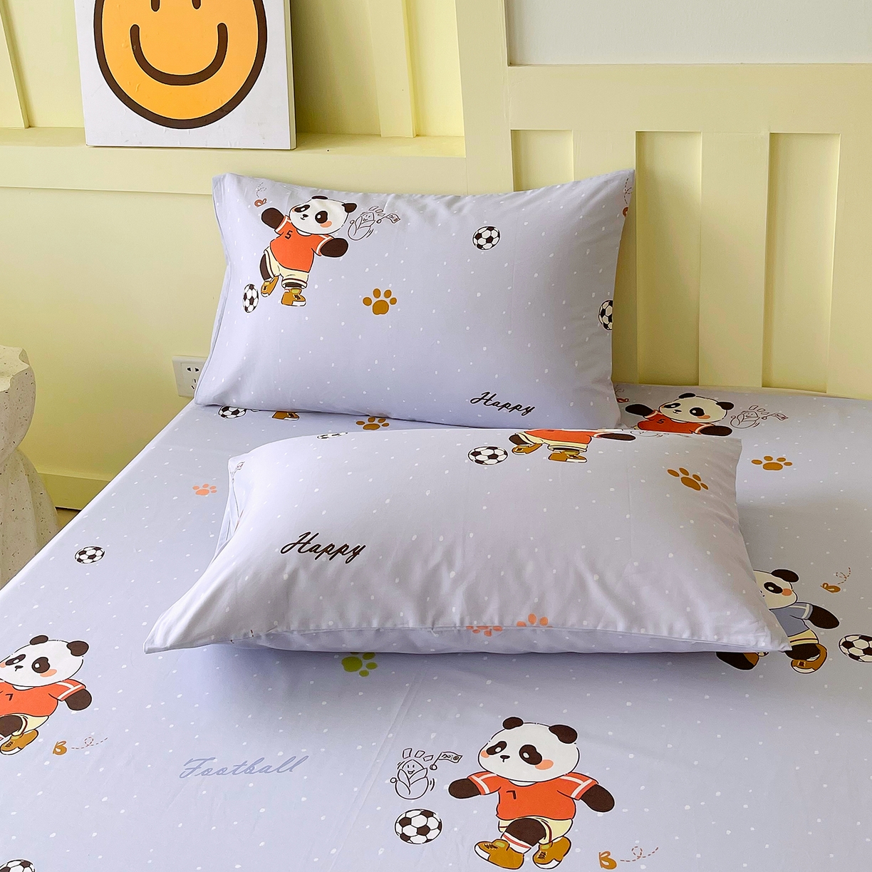 91家纺网 家纺一手货源 找家纺 金鑫汇家纺 2026新款13070全棉单品套件系列-成人床A版单床单 足球争霸赛-灰