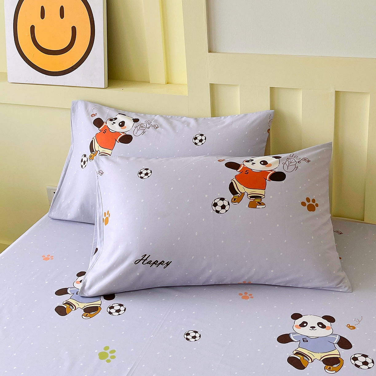 91家纺网 家纺一手货源 找家纺 金鑫汇家纺 2026新款13070全棉单品套件系列-成人床A版单床单 足球争霸赛-灰