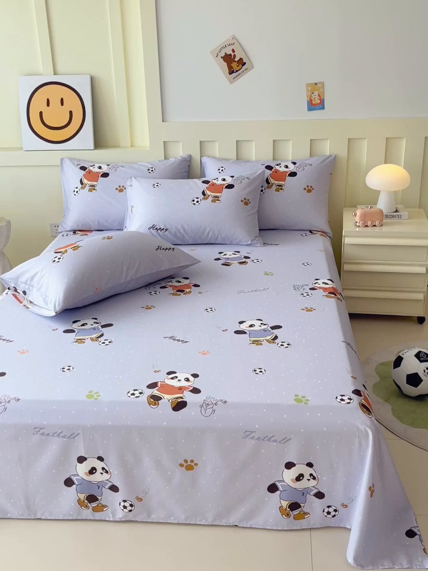 91家纺网 家纺一手货源 找家纺 金鑫汇家纺 2026新款13070全棉单品套件系列-成人床A版单床单 足球争霸赛-灰