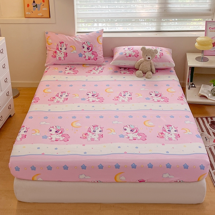 91家纺网 家纺一手货源 找家纺 金鑫汇家纺 2026新款13070全棉单品套件系列-成人床：A版单床笠 小马莉儿