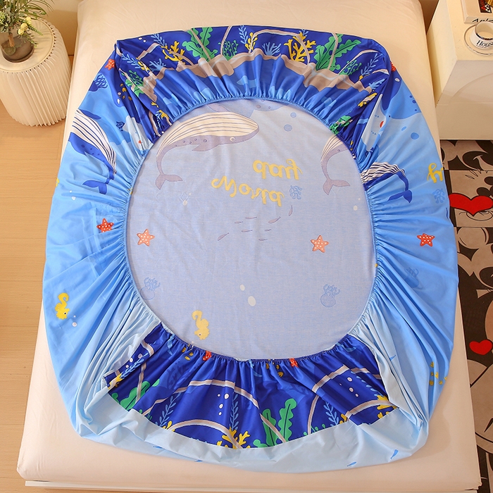 91家纺网 家纺一手货源 找家纺 金鑫汇家纺 2026新款13070全棉单品套件系列-成人床：A版单床笠 海族馆