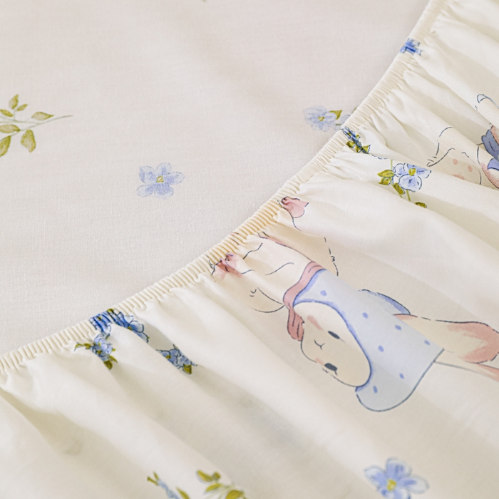 91家纺网 家纺一手货源 找家纺 金鑫汇家纺 2026新款13070全棉单品套件系列-成人床：A版单床笠 花丛兔