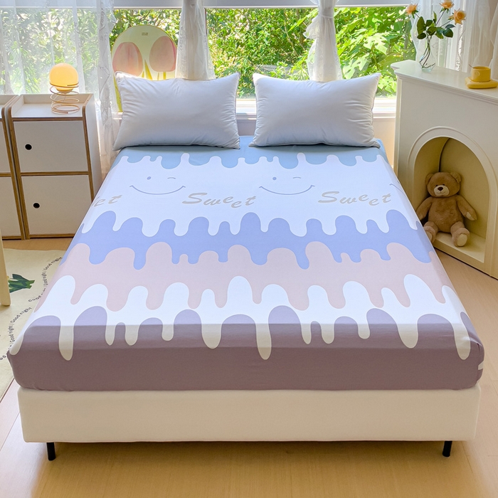 91家纺网 家纺一手货源 找家纺 金鑫汇家纺 2026新款13070全棉单品套件系列-成人床：A版单床笠 奶油粉