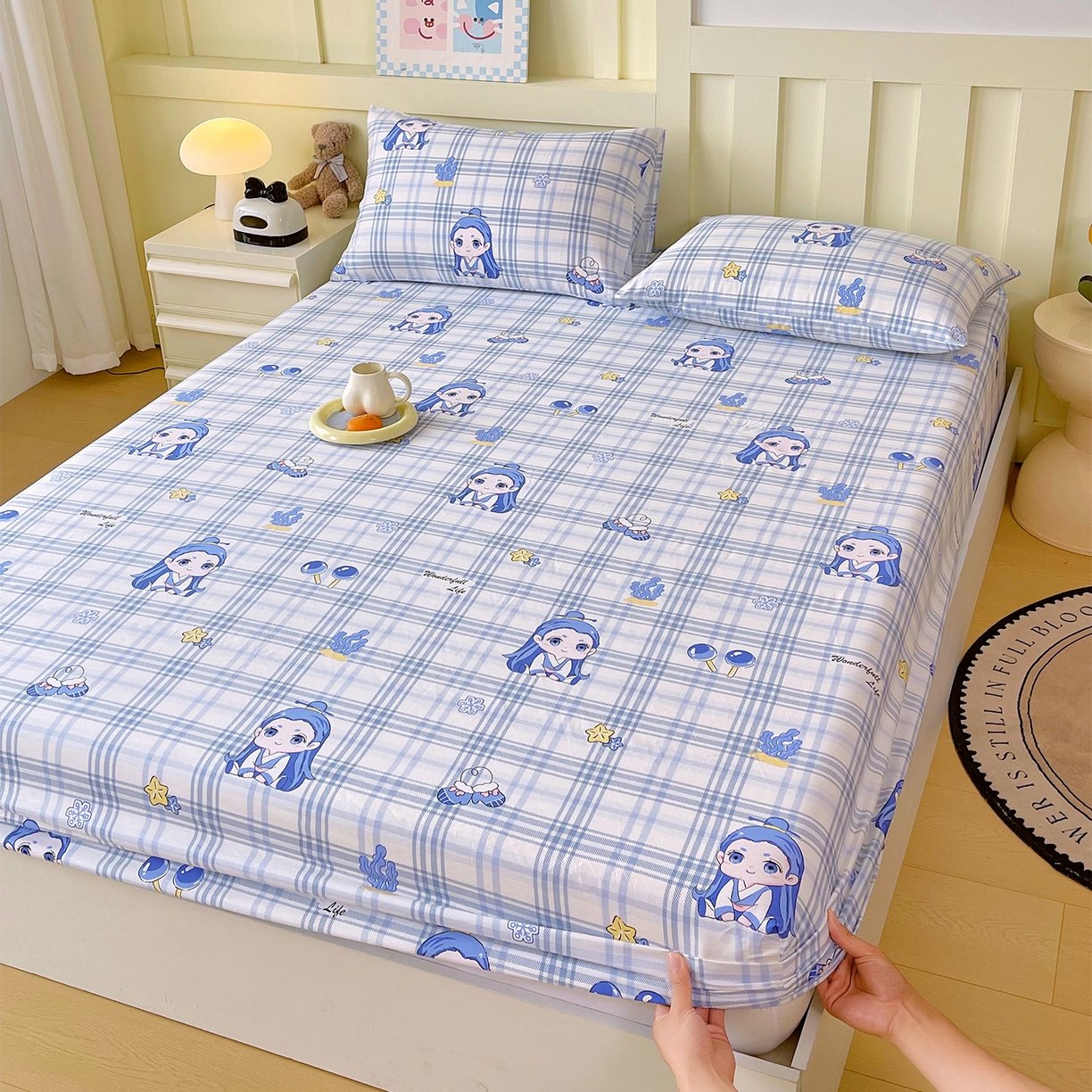 91家纺网 家纺一手货源 找家纺 金鑫汇家纺 2026新款13070全棉单品套件系列-成人床：A版单床笠 谦逊敖丙