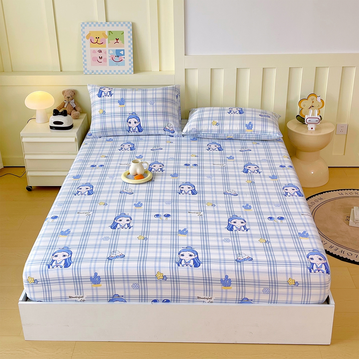 91家纺网 家纺一手货源 找家纺 金鑫汇家纺 2026新款13070全棉单品套件系列-成人床：A版单床笠 谦逊敖丙