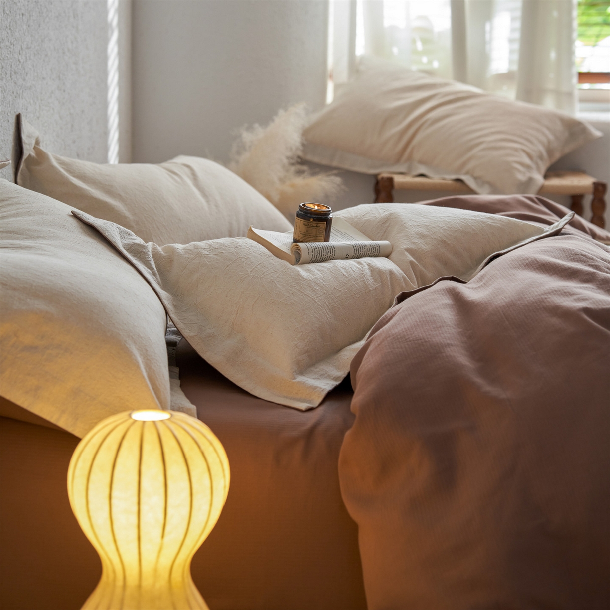 91家纺网 家纺一手货源 找家纺 笙意家纺 2025新款全棉A版棉麻B版13372四件套-云缦系列 云缦米