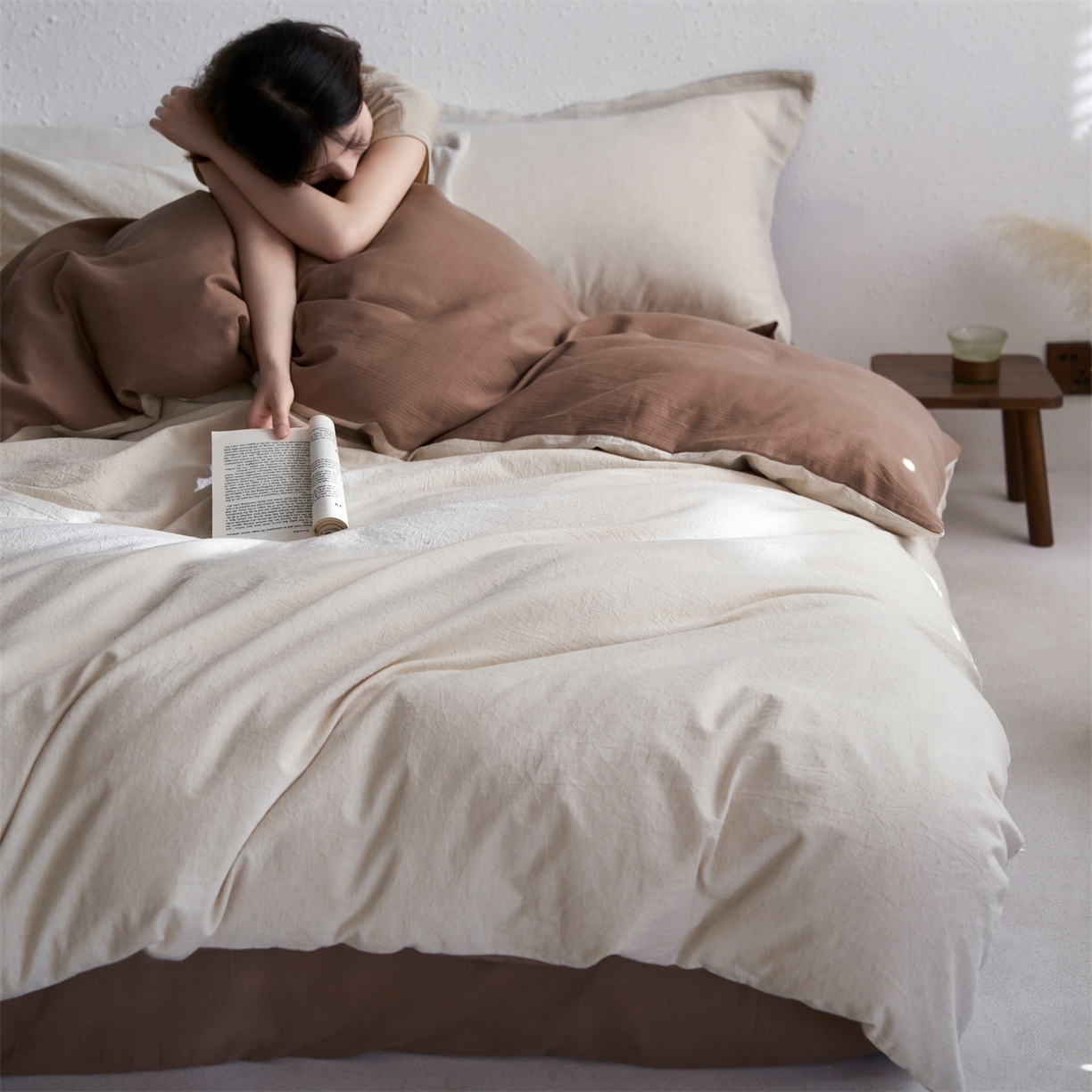 91家纺网 家纺一手货源 找家纺 笙意家纺 2025新款全棉A版棉麻B版13372四件套-云缦系列 云缦米