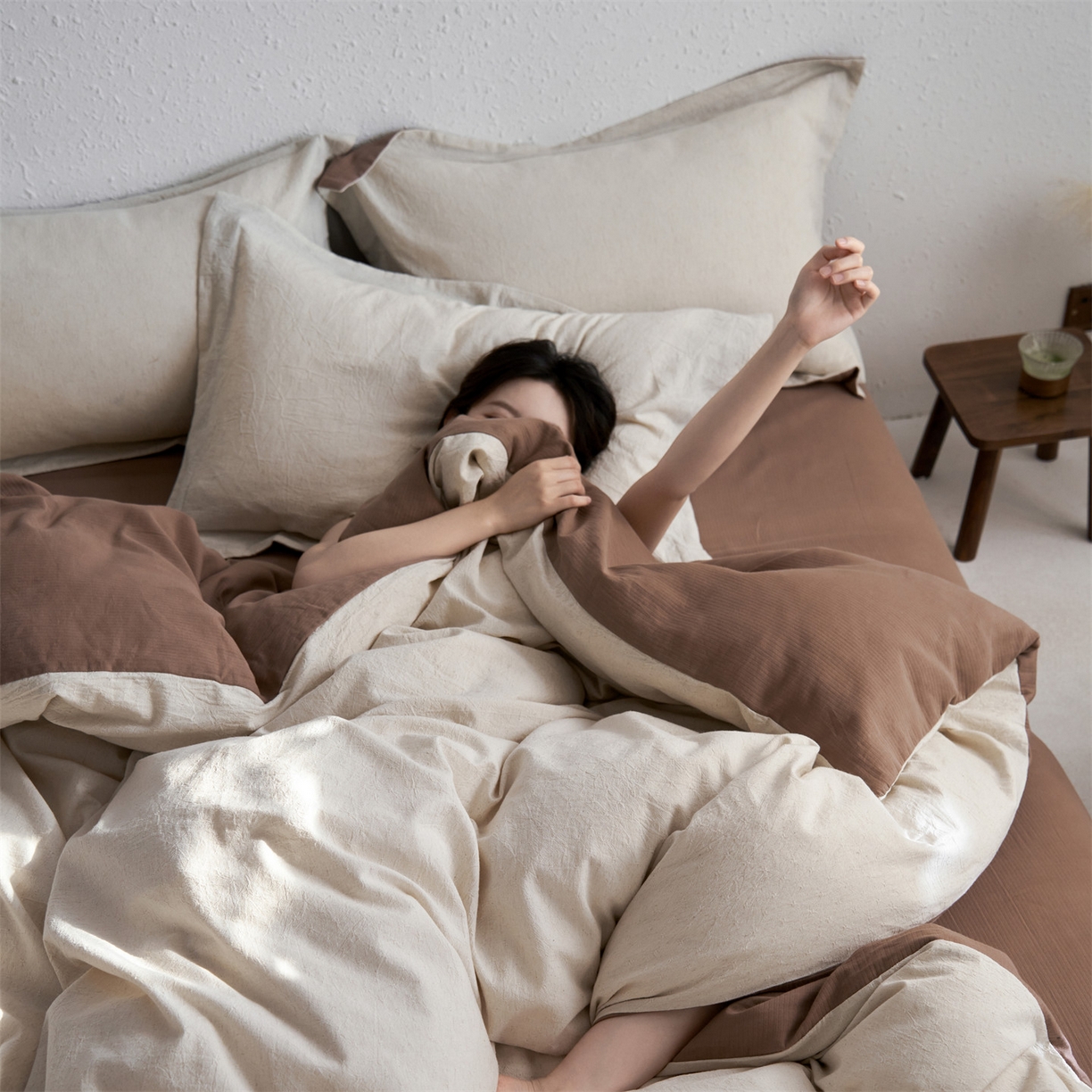 91家纺网 家纺一手货源 找家纺 笙意家纺 2025新款全棉A版棉麻B版13372四件套-云缦系列 云缦米