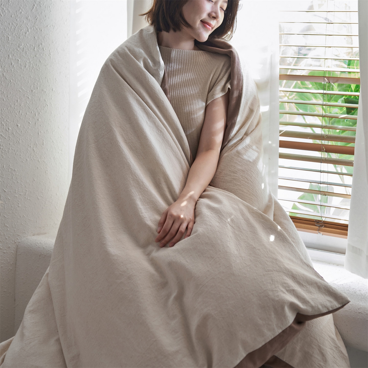 91家纺网 家纺一手货源 找家纺 笙意家纺 2025新款全棉A版棉麻B版13372四件套-云缦系列 云缦米