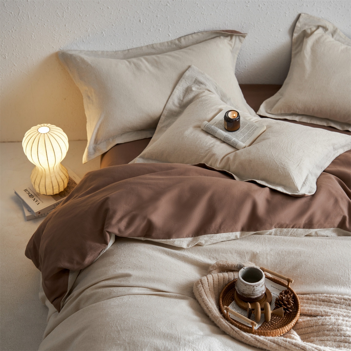 91家纺网 家纺一手货源 找家纺 笙意家纺 2025新款全棉A版棉麻B版13372四件套-云缦系列 云缦米