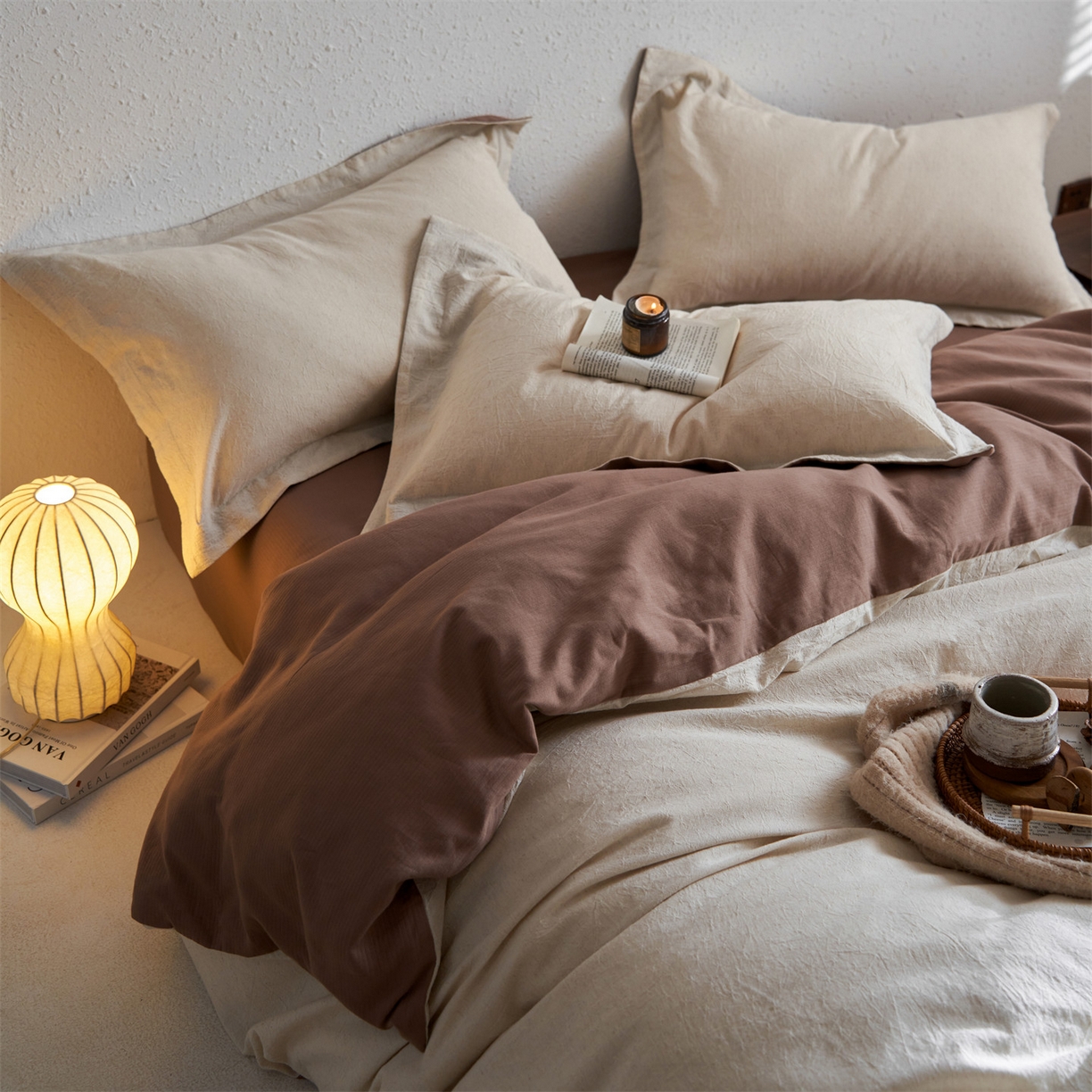 91家纺网 家纺一手货源 找家纺 笙意家纺 2025新款全棉A版棉麻B版13372四件套-云缦系列 云缦米