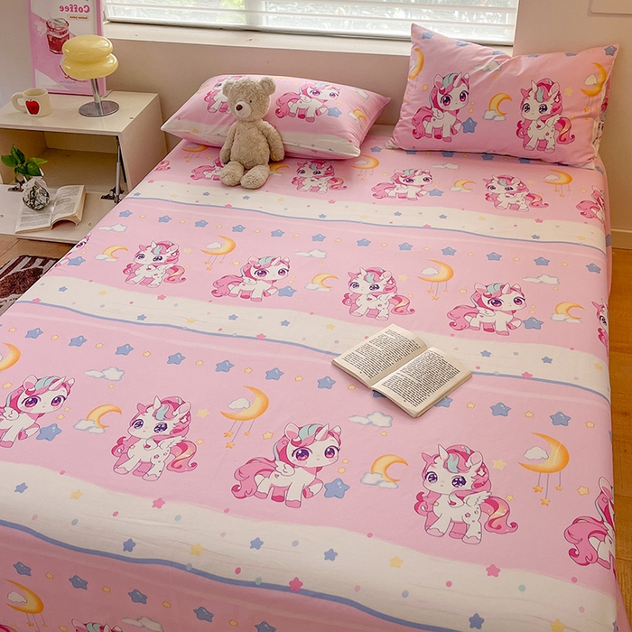 91家纺网 家纺一手货源 找家纺 金鑫汇家纺 2026新款13070全棉单品套件系列-成人床：A版单床笠 小马莉儿