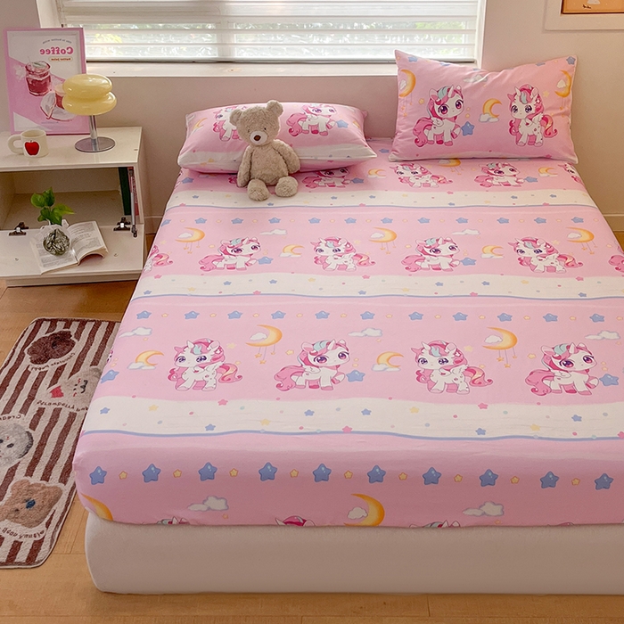 91家纺网 家纺一手货源 找家纺 金鑫汇家纺 2026新款13070全棉单品套件系列-成人床：A版单床笠 小马莉儿