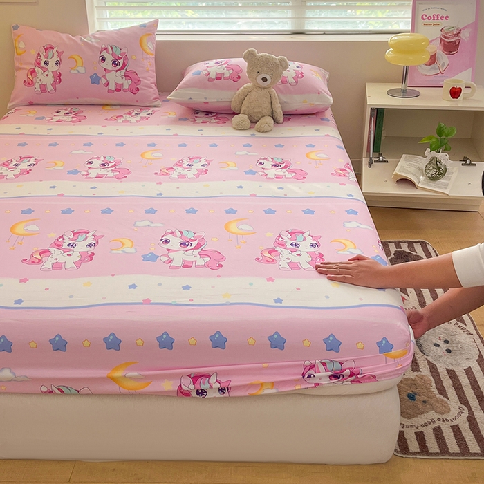 91家纺网 家纺一手货源 找家纺 金鑫汇家纺 2026新款13070全棉单品套件系列-成人床：A版单床笠 小马莉儿