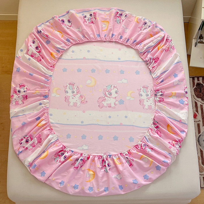 91家纺网 家纺一手货源 找家纺 金鑫汇家纺 2026新款13070全棉单品套件系列-成人床：A版单床笠 小马莉儿