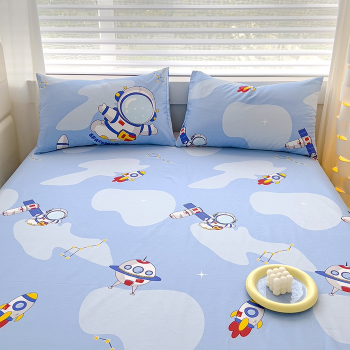 91家纺网 家纺一手货源 找家纺 金鑫汇家纺 2026新款13070全棉单品套件系列-成人床：A版单床笠 星际穿越