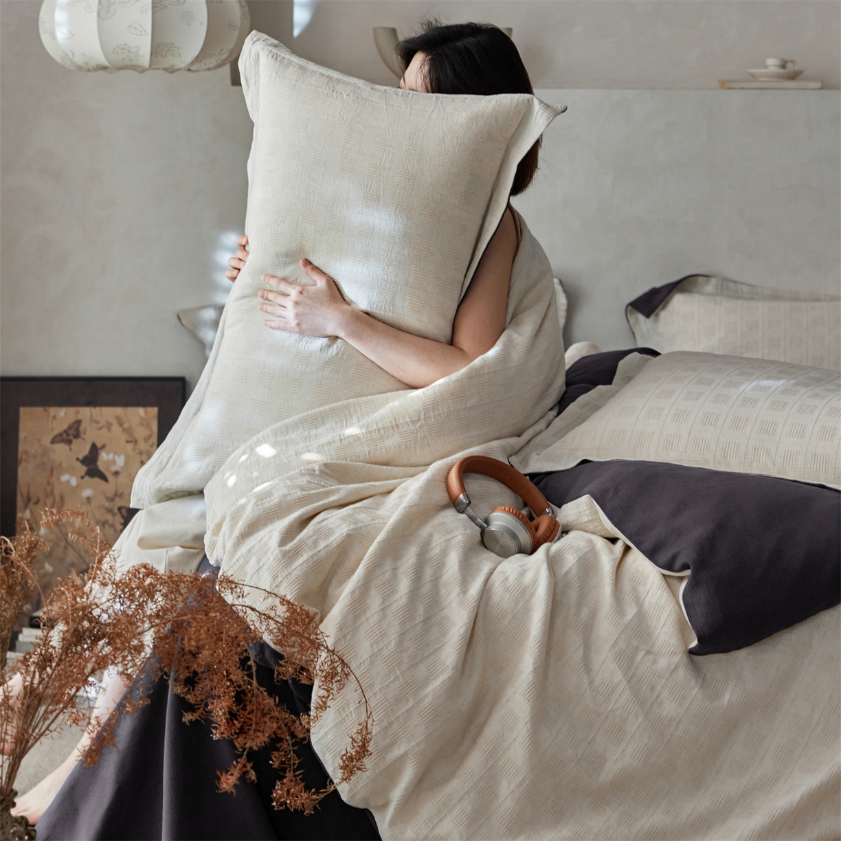 91家纺网 家纺一手货源 找家纺 笙意家纺 2025新款全棉A版棉麻提花B版13372四件套-乔屿系列 乔屿米