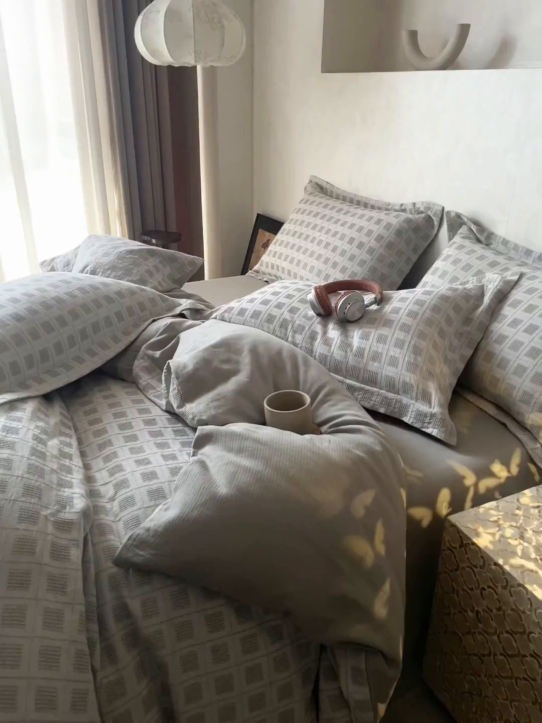 91家纺网 家纺一手货源 找家纺 笙意家纺 2025新款全棉A版棉麻提花B版13372四件套-乔屿系列 乔屿绿