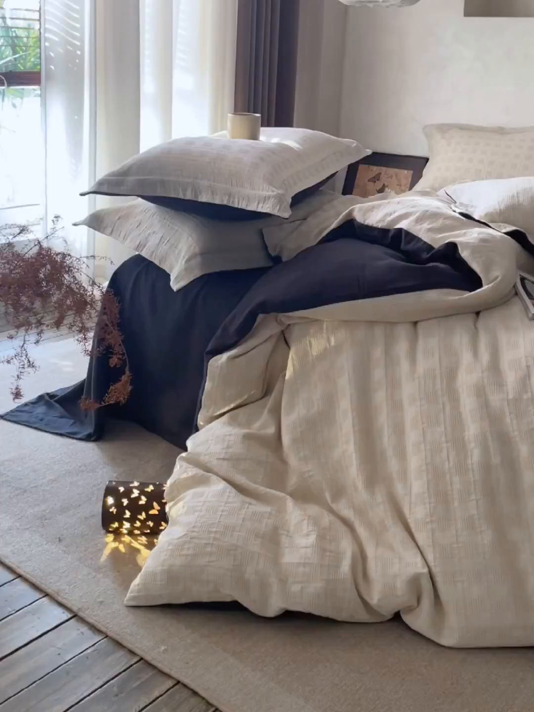 91家纺网 家纺一手货源 找家纺 笙意家纺 2025新款全棉A版棉麻提花B版13372四件套-乔屿系列 乔屿米