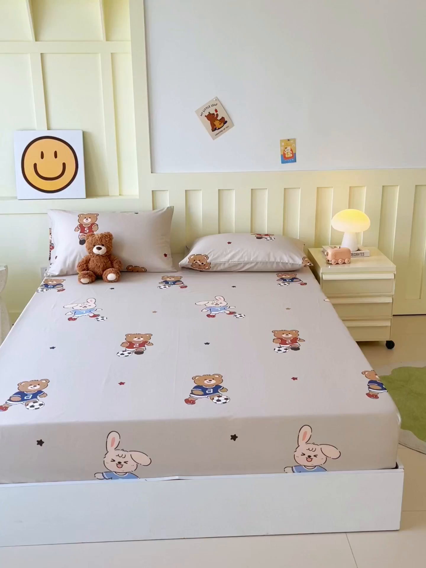 91家纺网 家纺一手货源 找家纺 金鑫汇家纺 2026新款13070全棉单品套件系列-成人床：A版单床笠 友谊足球