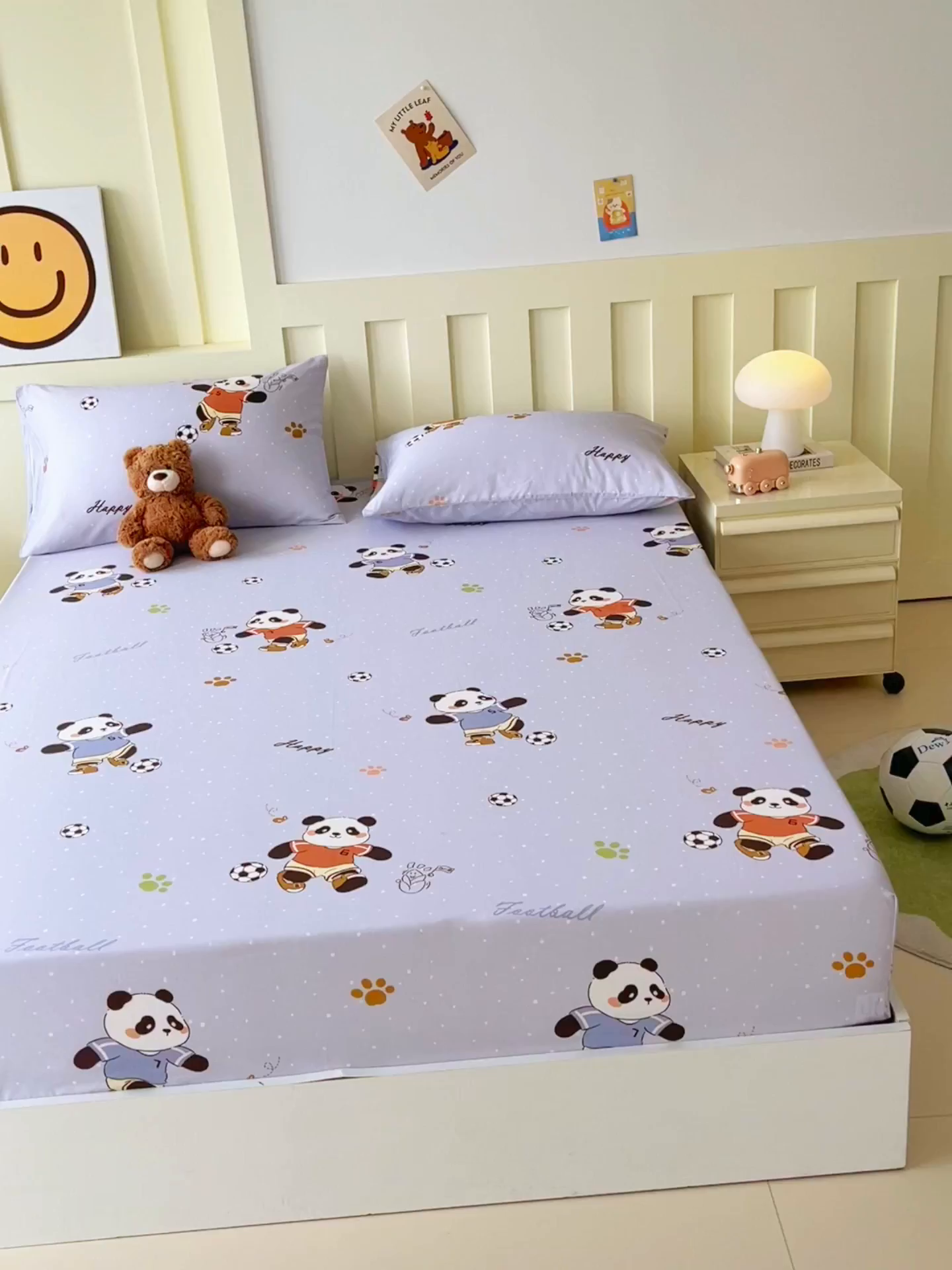 91家纺网 家纺一手货源 找家纺 金鑫汇家纺 2026新款13070全棉单品套件系列-成人床：A版单床笠 足球争霸赛-灰