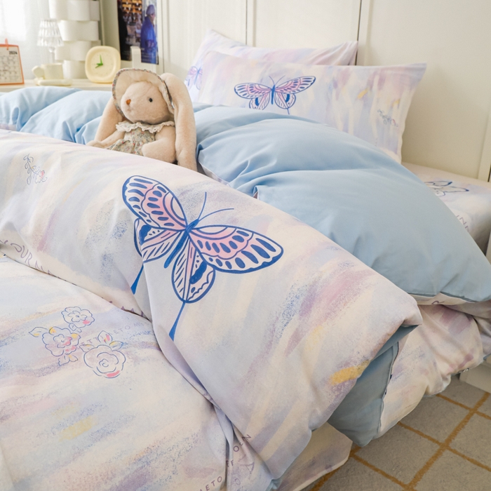 91家纺网 家纺一手货源 找家纺 金鑫汇家纺 2026新款13070全棉单品套件系列-单品：单被套 梦蝶