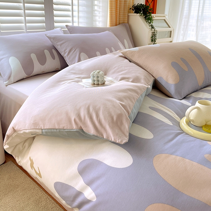 91家纺网 家纺一手货源 找家纺 金鑫汇家纺 2026新款13070全棉单品套件系列-单品：单被套 奶油粉