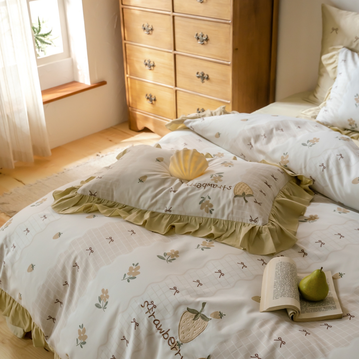 91家纺网 家纺一手货源 找家纺 （总）FORTWO家纺原创设计（FOR TWO家纺） 2026新款50长绒棉印花+绣花荷叶花边系列四件套 会员-20（券前）基础价不低于中号388元，大号418元 床笠加10元