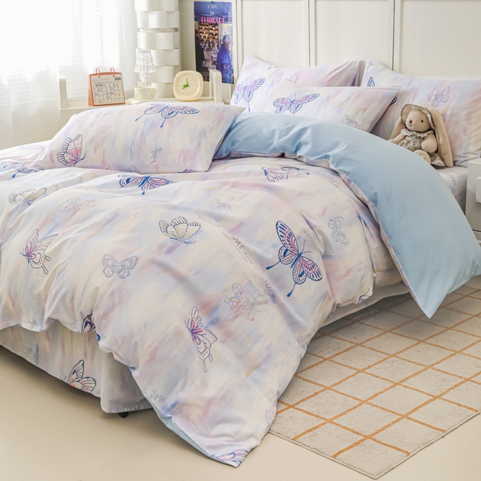 91家纺网 家纺一手货源 找家纺 金鑫汇家纺 2026新款13070全棉单品套件系列-单品：单被套 梦蝶