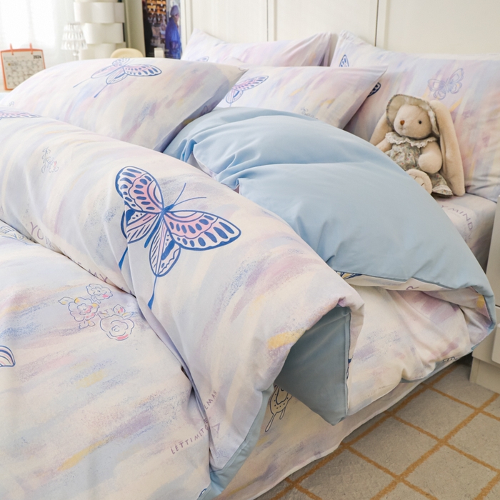 91家纺网 家纺一手货源 找家纺 金鑫汇家纺 2026新款13070全棉单品套件系列-单品：单被套 梦蝶