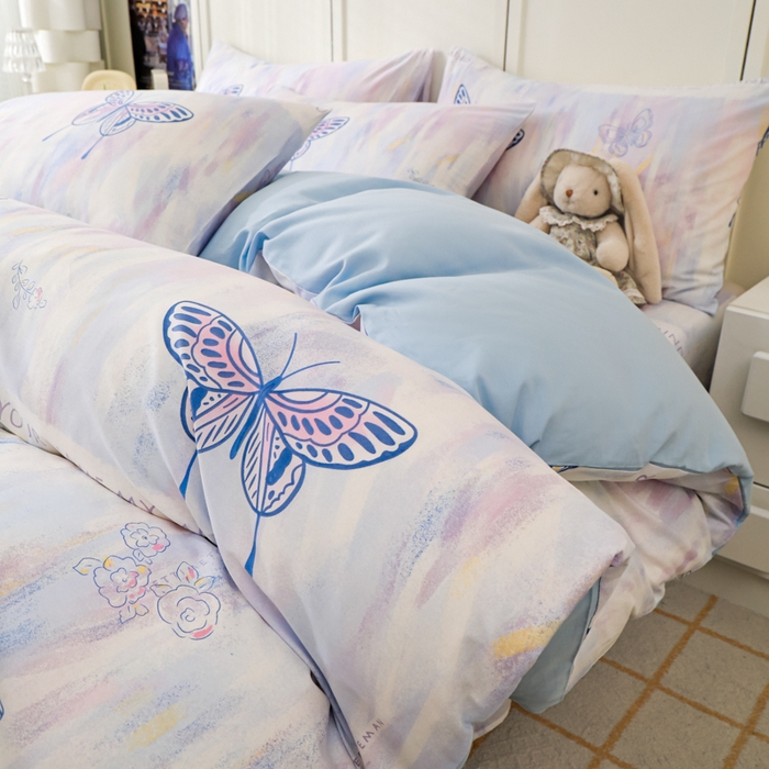 91家纺网 家纺一手货源 找家纺 金鑫汇家纺 2026新款13070全棉单品套件系列-单品：单被套 梦蝶