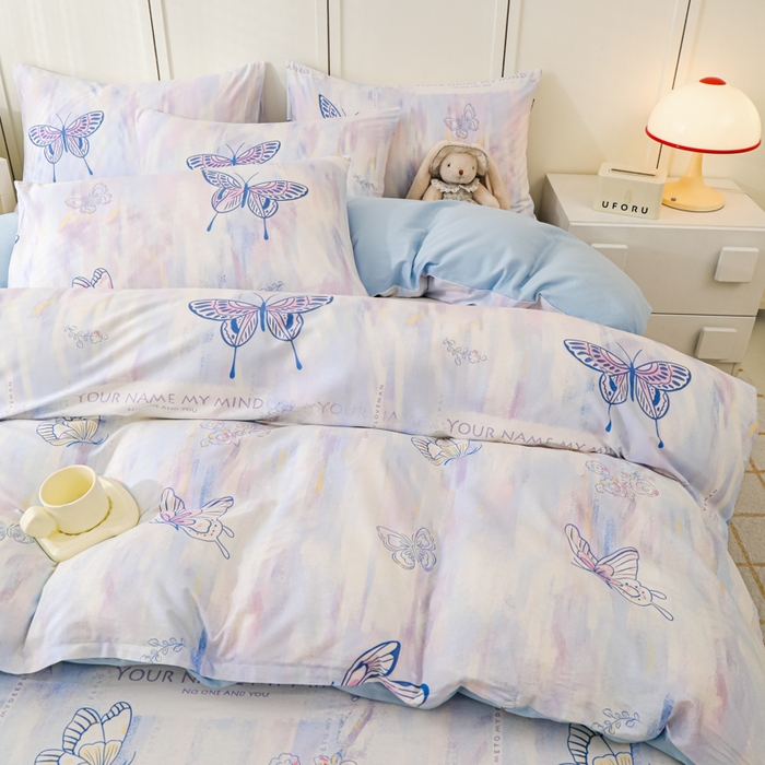 91家纺网 家纺一手货源 找家纺 金鑫汇家纺 2026新款13070全棉单品套件系列-单品：单被套 梦蝶