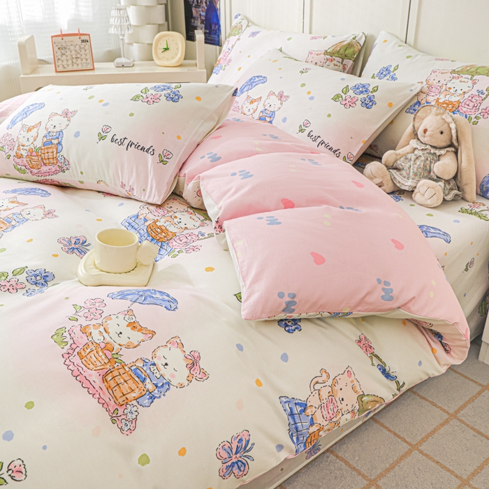 金鑫汇家纺 2026新款13070全棉单品套件系列-单品：单被套 喵喵日记