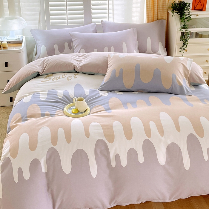 91家纺网 家纺一手货源 找家纺 金鑫汇家纺 2026新款13070全棉单品套件系列-单品：单被套 奶油粉