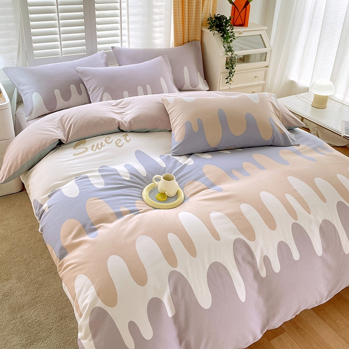 91家纺网 家纺一手货源 找家纺 金鑫汇家纺 2026新款13070全棉单品套件系列-单品：单被套 奶油粉