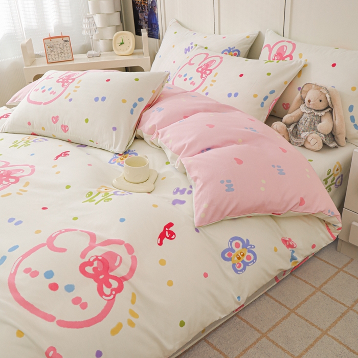 91家纺网 家纺一手货源 找家纺 金鑫汇家纺 2026新款13070全棉单品套件系列-单品：单被套 奇趣小兔