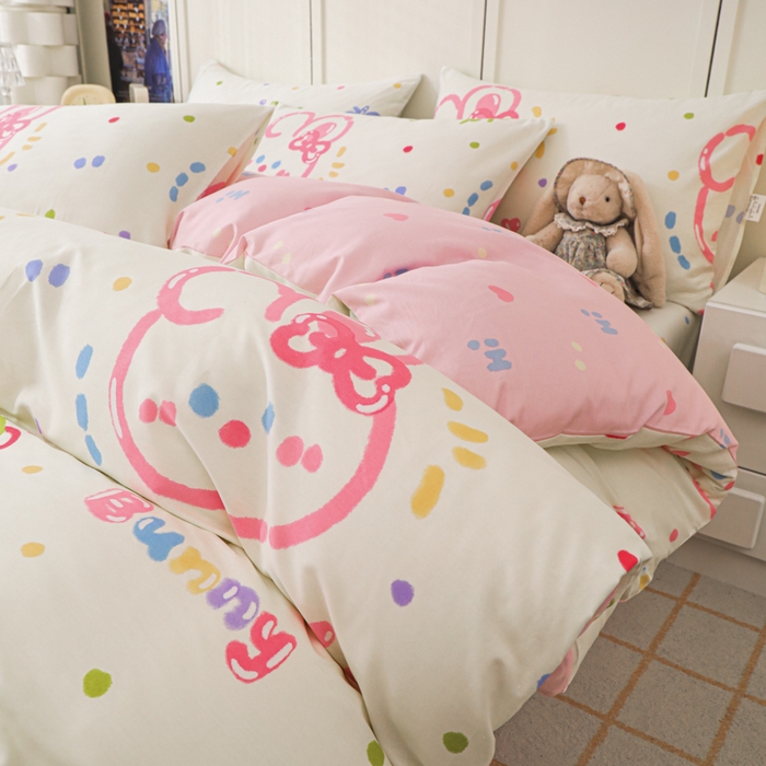 91家纺网 家纺一手货源 找家纺 金鑫汇家纺 2026新款13070全棉单品套件系列-单品：单被套 奇趣小兔