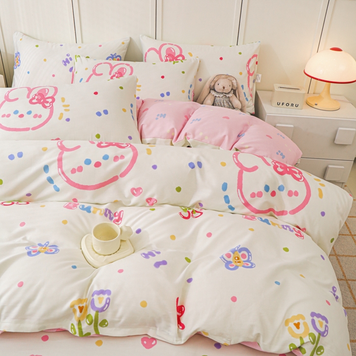 91家纺网 家纺一手货源 找家纺 金鑫汇家纺 2026新款13070全棉单品套件系列-单品：单被套 奇趣小兔