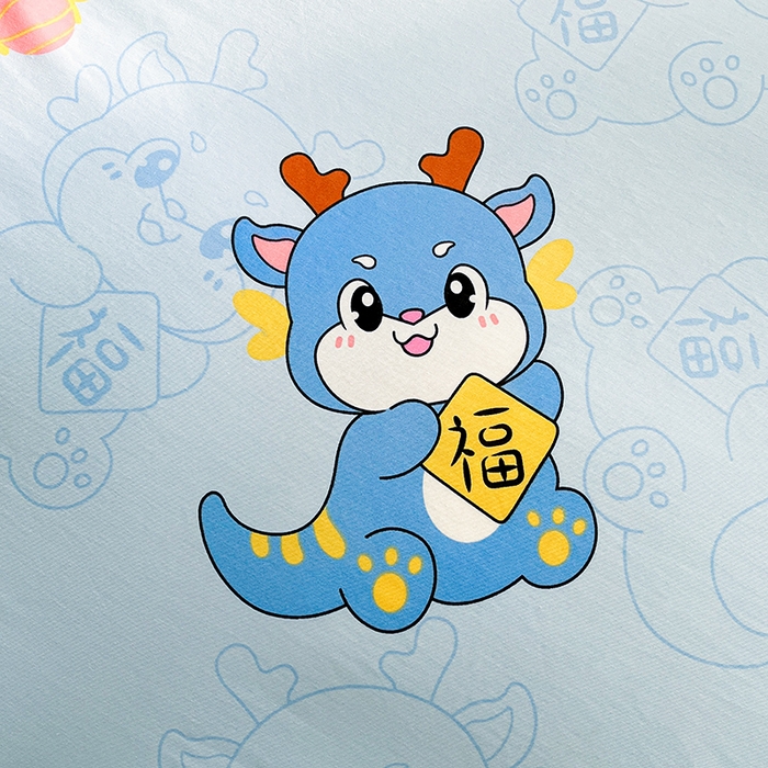 91家纺网 家纺一手货源 找家纺 金鑫汇家纺 2026新款13070全棉单品套件系列-单品：单被套 瑞龙送福