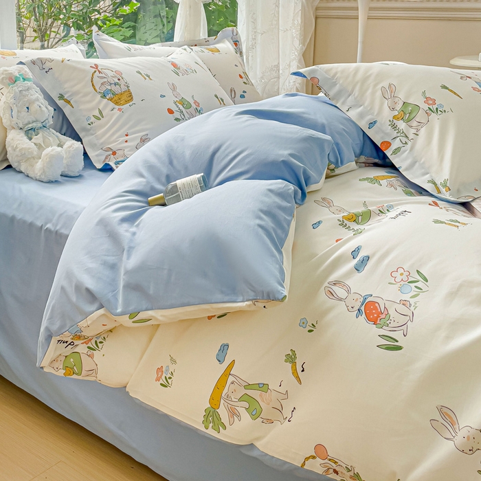 91家纺网 家纺一手货源 找家纺 金鑫汇家纺 2026新款13070全棉单品套件系列-单品：单被套 收获满满蓝色