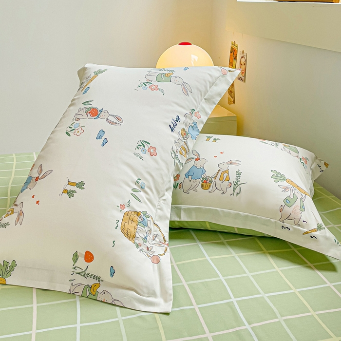 91家纺网 家纺一手货源 找家纺 金鑫汇家纺 2026新款13070全棉单品套件系列-单品：单被套 收获满满绿格