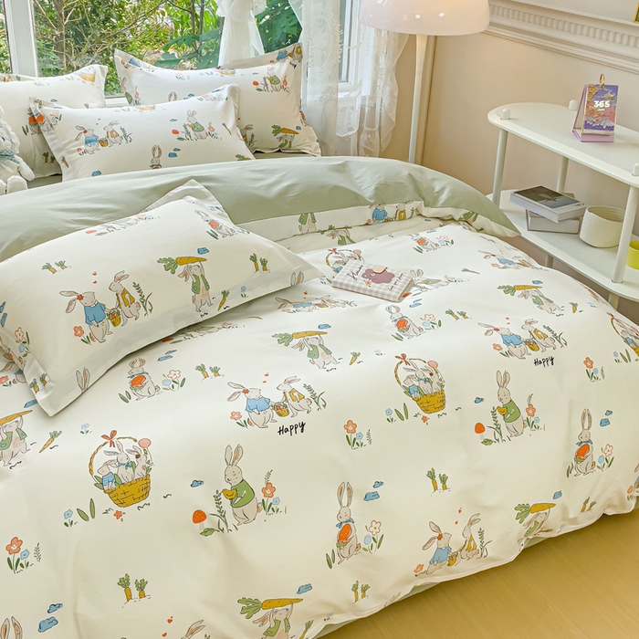 91家纺网 家纺一手货源 找家纺 金鑫汇家纺 2026新款13070全棉单品套件系列-单品：单被套 收获满满绿色