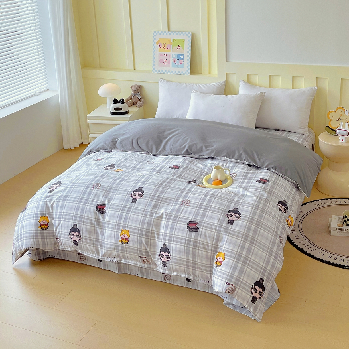 91家纺网 家纺一手货源 找家纺 金鑫汇家纺 2026新款13070全棉单品套件系列-单品：单被套 无畏申公豹-灰