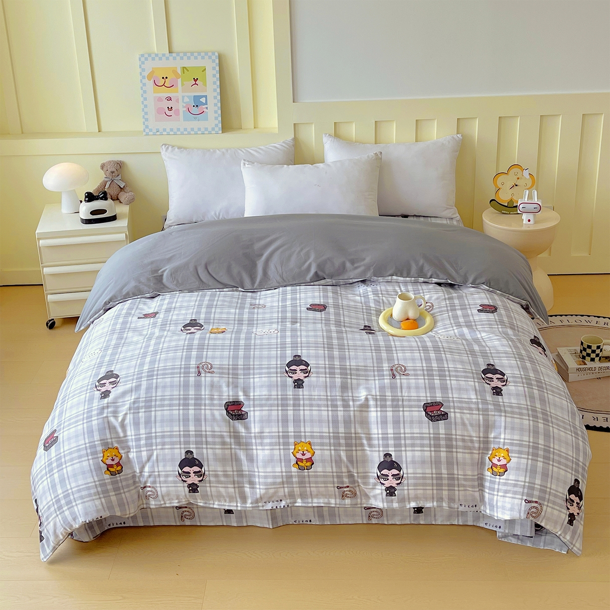 91家纺网 家纺一手货源 找家纺 金鑫汇家纺 2026新款13070全棉单品套件系列-单品：单被套 无畏申公豹-灰